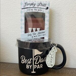 Eccolo Simply Putt ⛳️ “Black Best Dad by Par”Mug & Golf Tee Holder Gift Set